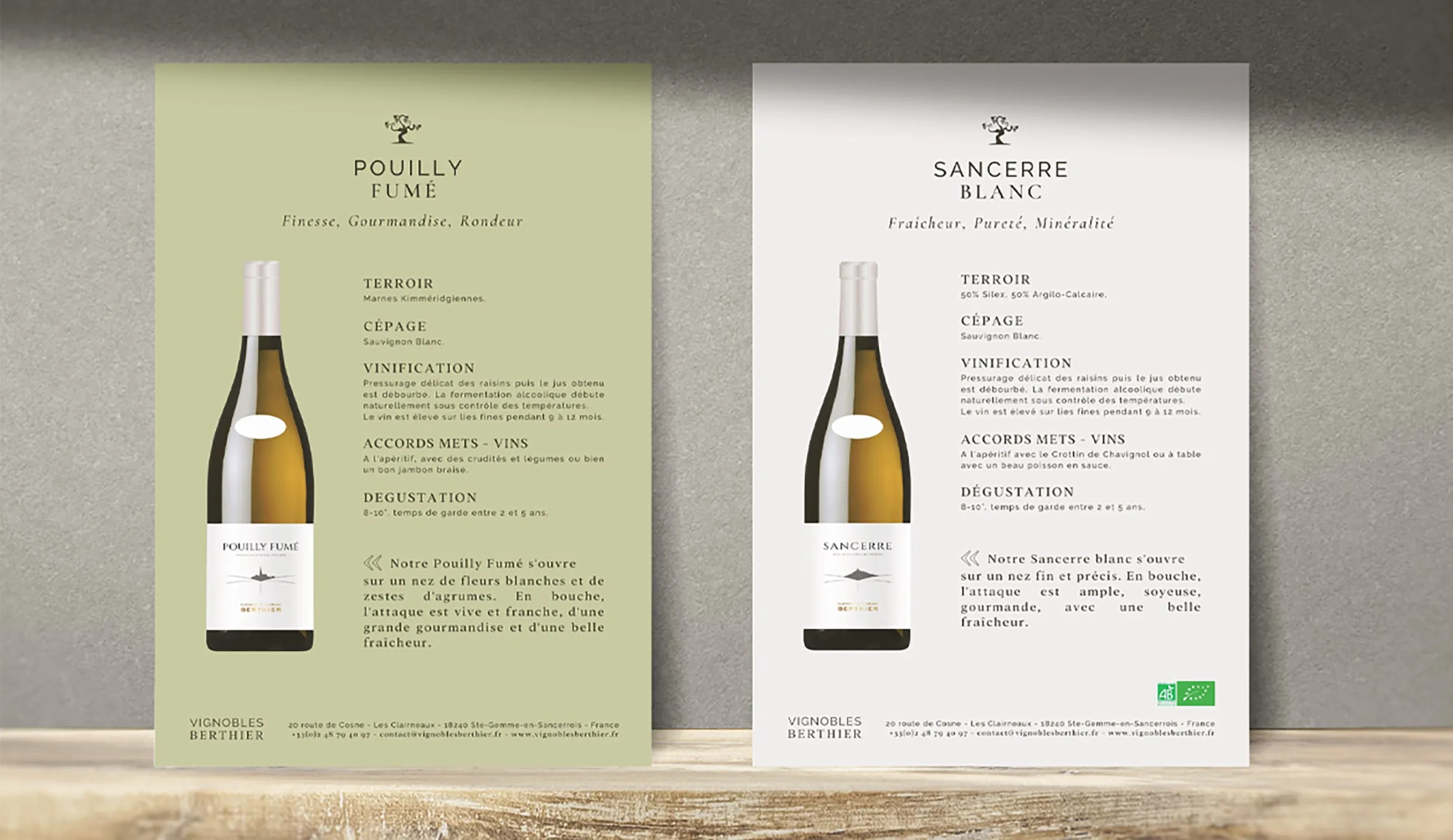 Les fiches techniques des vins du Vignoble Berthier