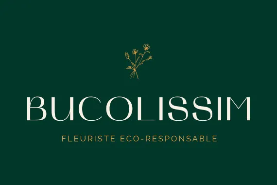 Le logo de Bucolissim, fleuriste éco-responsable à Sancerre, sur fond vert profond
