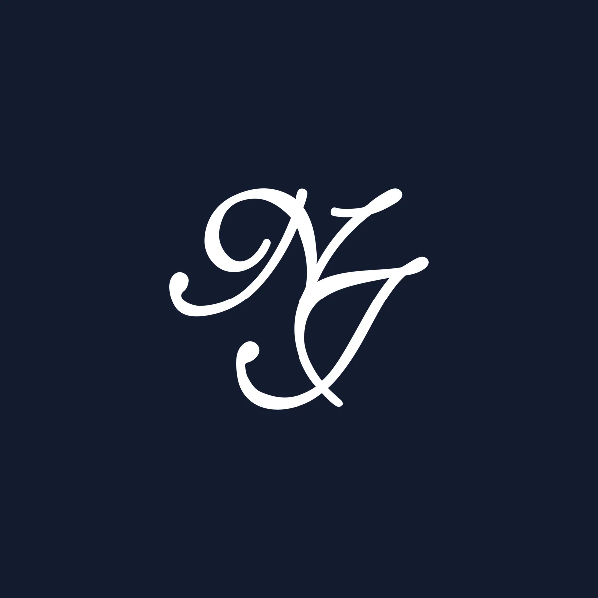 Le monogramme NJ de Noël Jovy, en blanc sur le bleu nuit de la maison