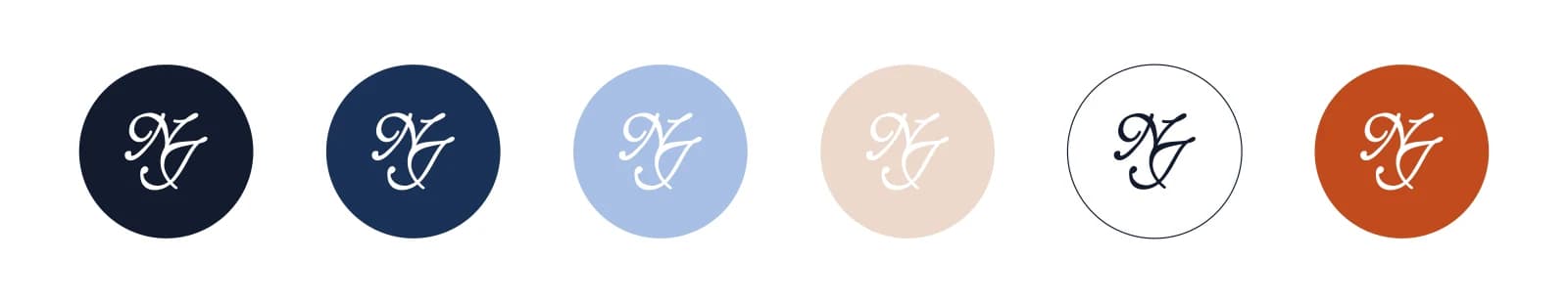 La palette de Noël Jovy, six couleurs déclinées sur le monogramme