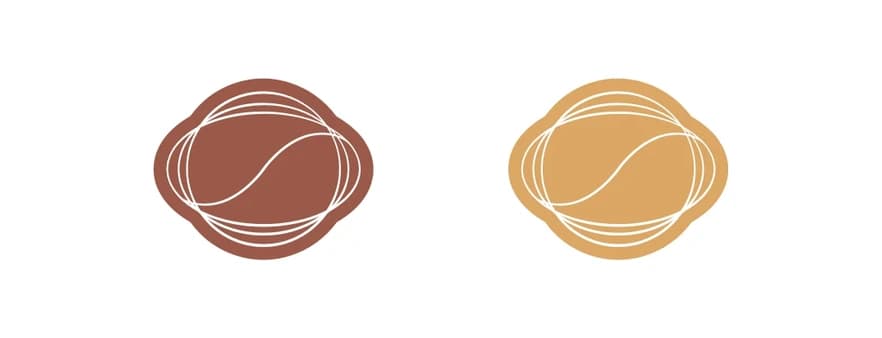 Le symbole du Domaine du Pré Semelé décliné dans les deux ocres du domaine