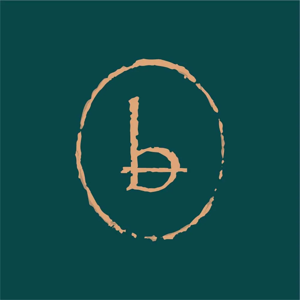Variations bleu vert et beige du logo de La Banque