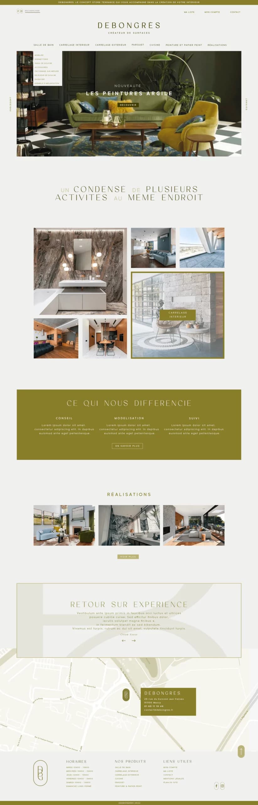 La création des pages du site internet de Debongres